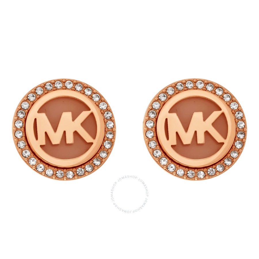 mk logo rose gold-tone stud earrings