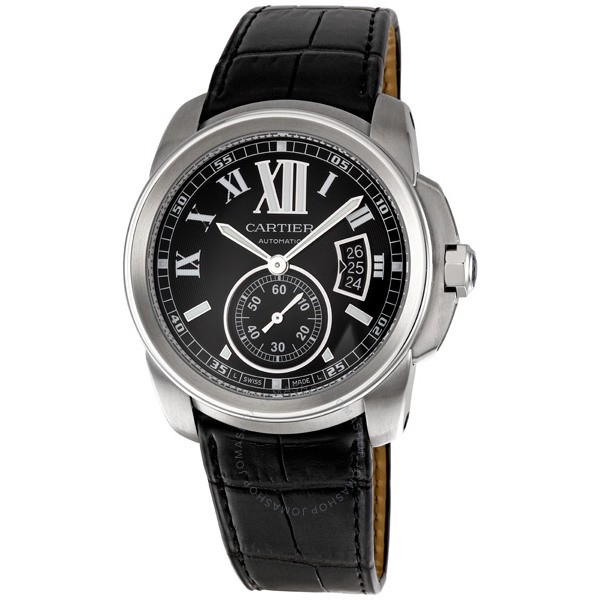 calibre de cartier steel automatic men"s watch